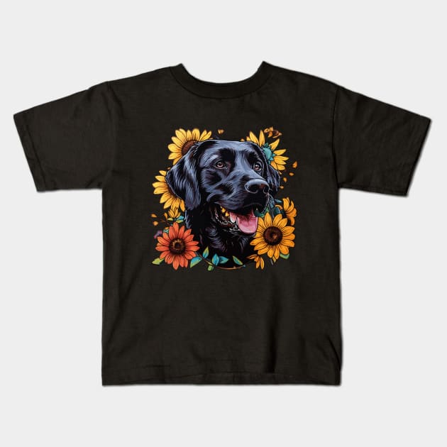 Black Lab Kids T-Shirt by VelvetRoom